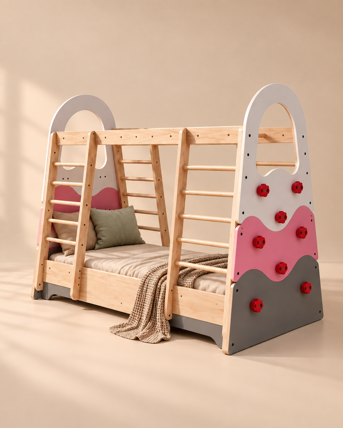 Montessori Play Bed with Climbing Wall — Calisthenics equipment by Calineo