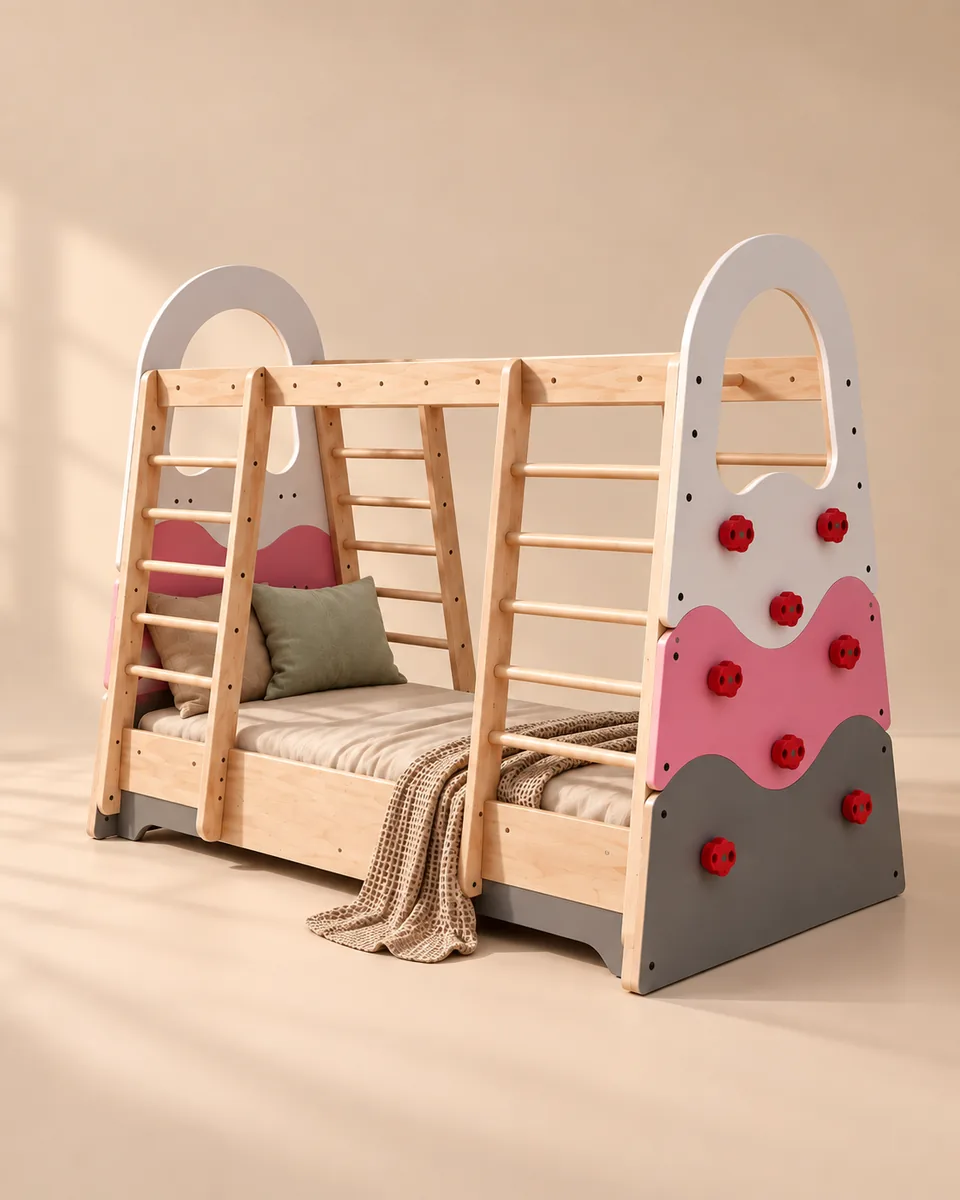 Montessori Play Bed with Climbing Wall